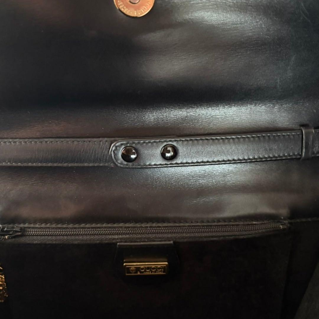 【希少】 グッチ 紋章 クレストチャーム ショルダーバッグ クラッチ 黒