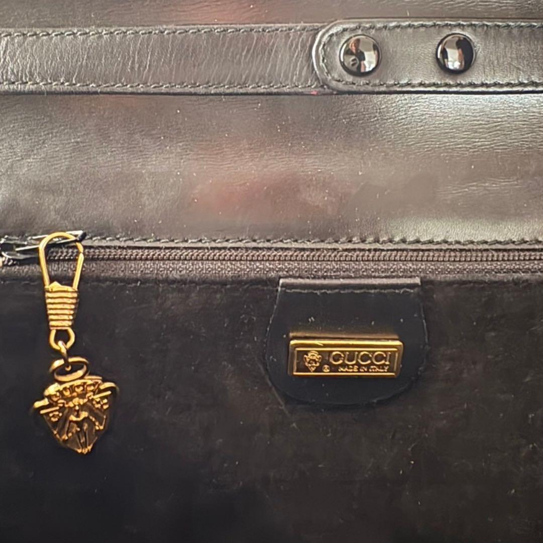 【希少】 グッチ 紋章 クレストチャーム ショルダーバッグ クラッチ 黒