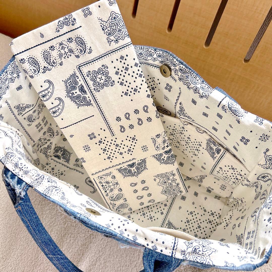 ♡お値下げします♡さまオーダー。サイドボタンデニムリメイクトートバッグ、他一点