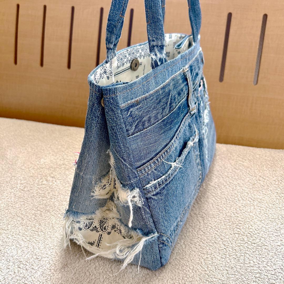 ♡お値下げします♡さまオーダー。サイドボタンデニムリメイクトートバッグ、他一点