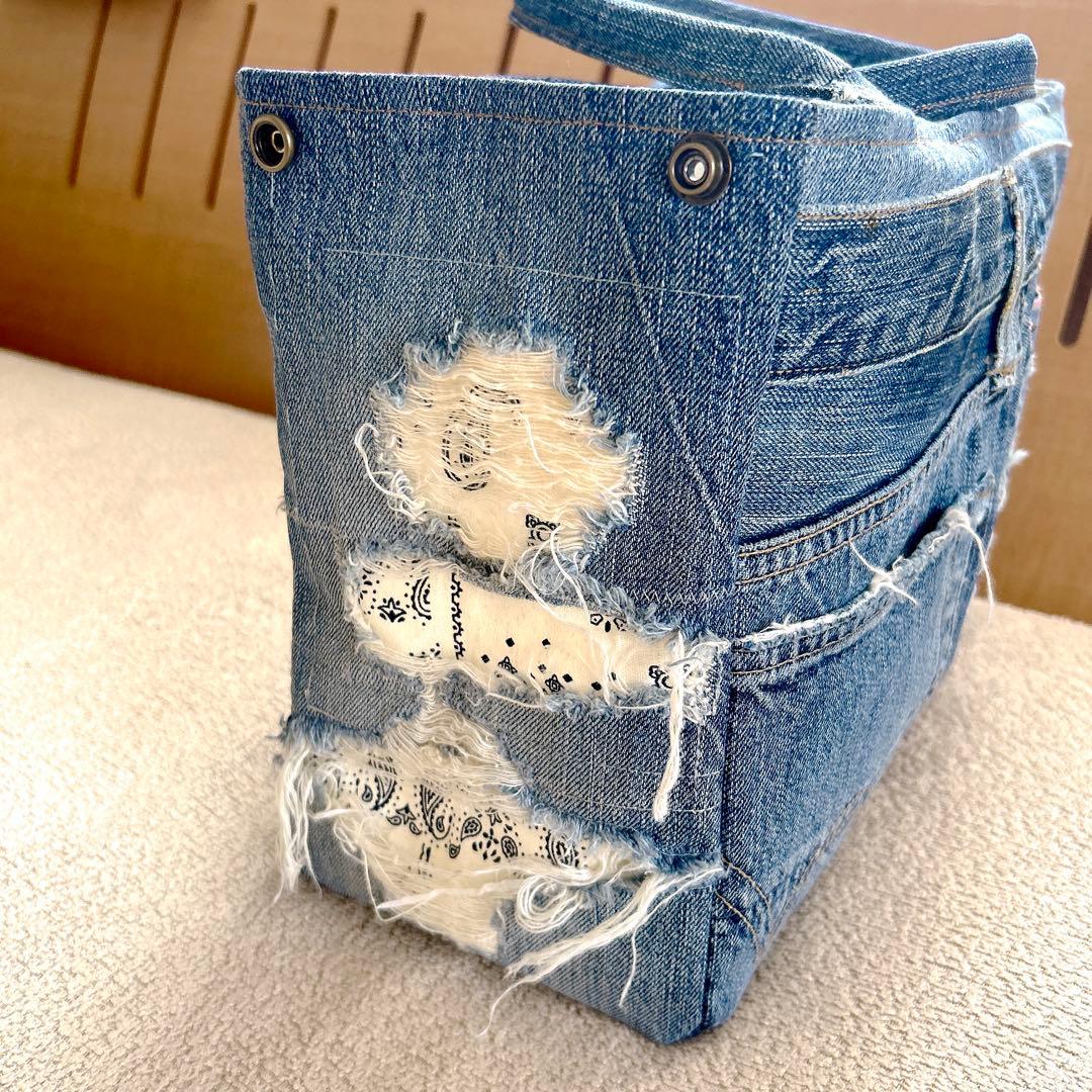 ♡お値下げします♡さまオーダー。サイドボタンデニムリメイクトートバッグ、他一点