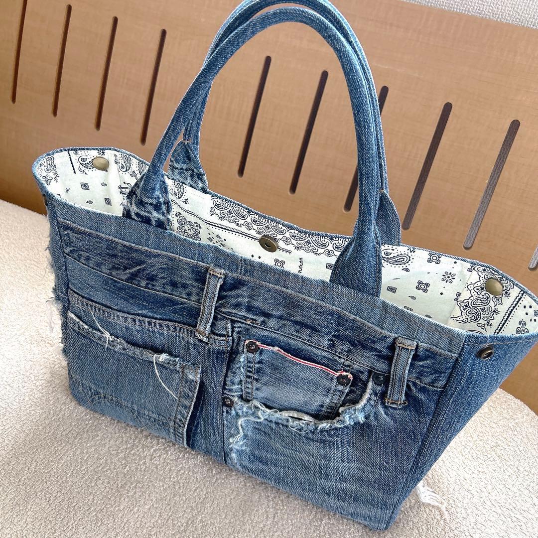 ♡お値下げします♡さまオーダー。サイドボタンデニムリメイクトートバッグ、他一点