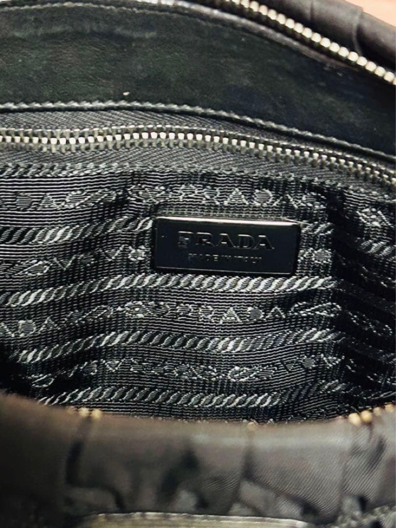 【美品】PRADA 黒 ナイロン フリルバッグ