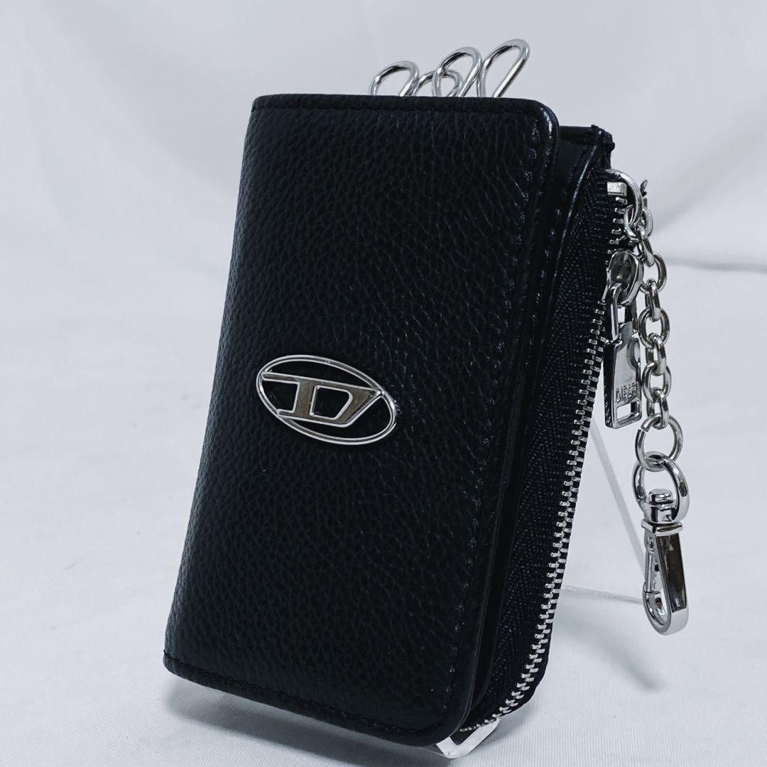 DIESEL ディーゼル　4連キーケース　ケース　Dロゴ　レザー　シボ革