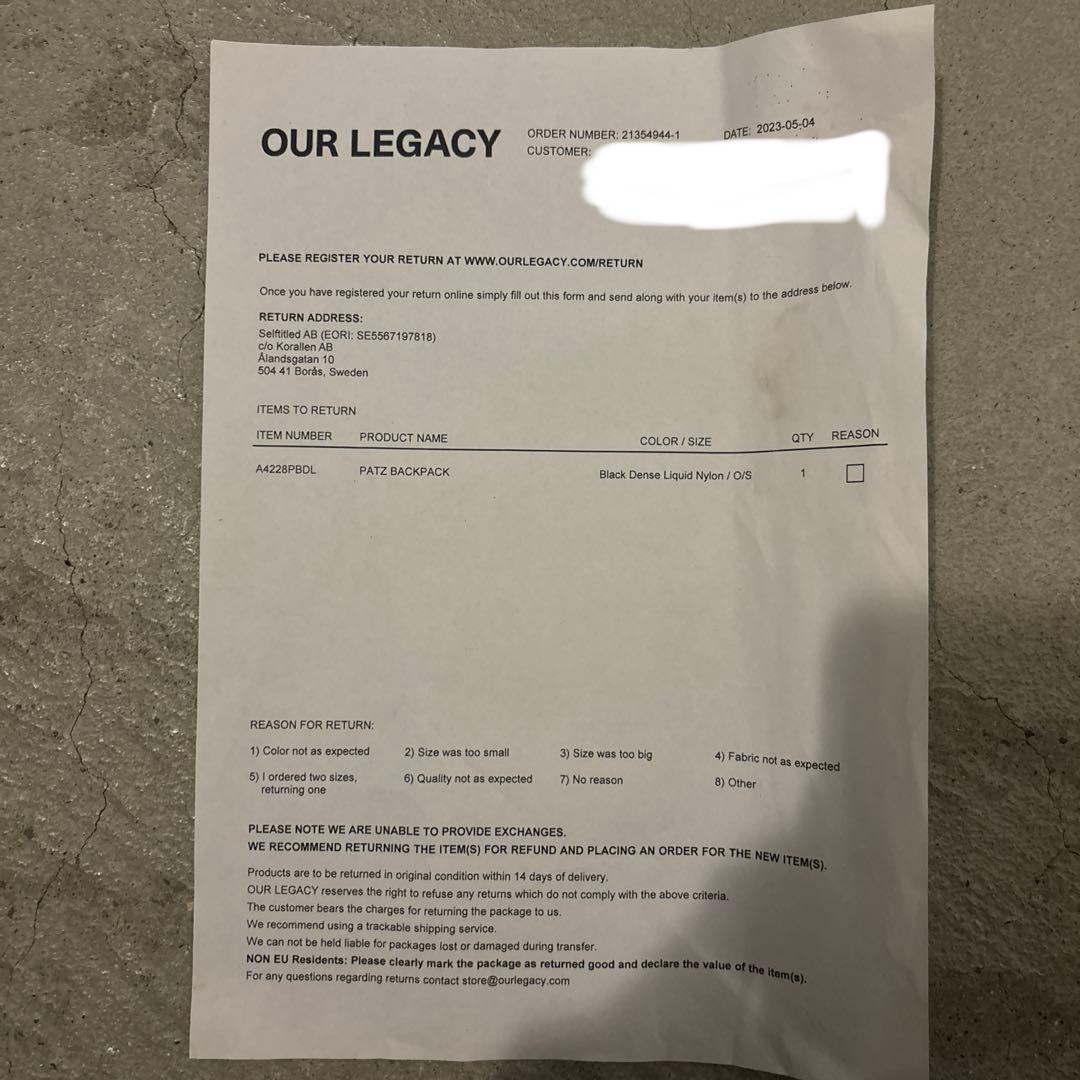 Our Legacy ショルダーバッグ　ブラック　黒