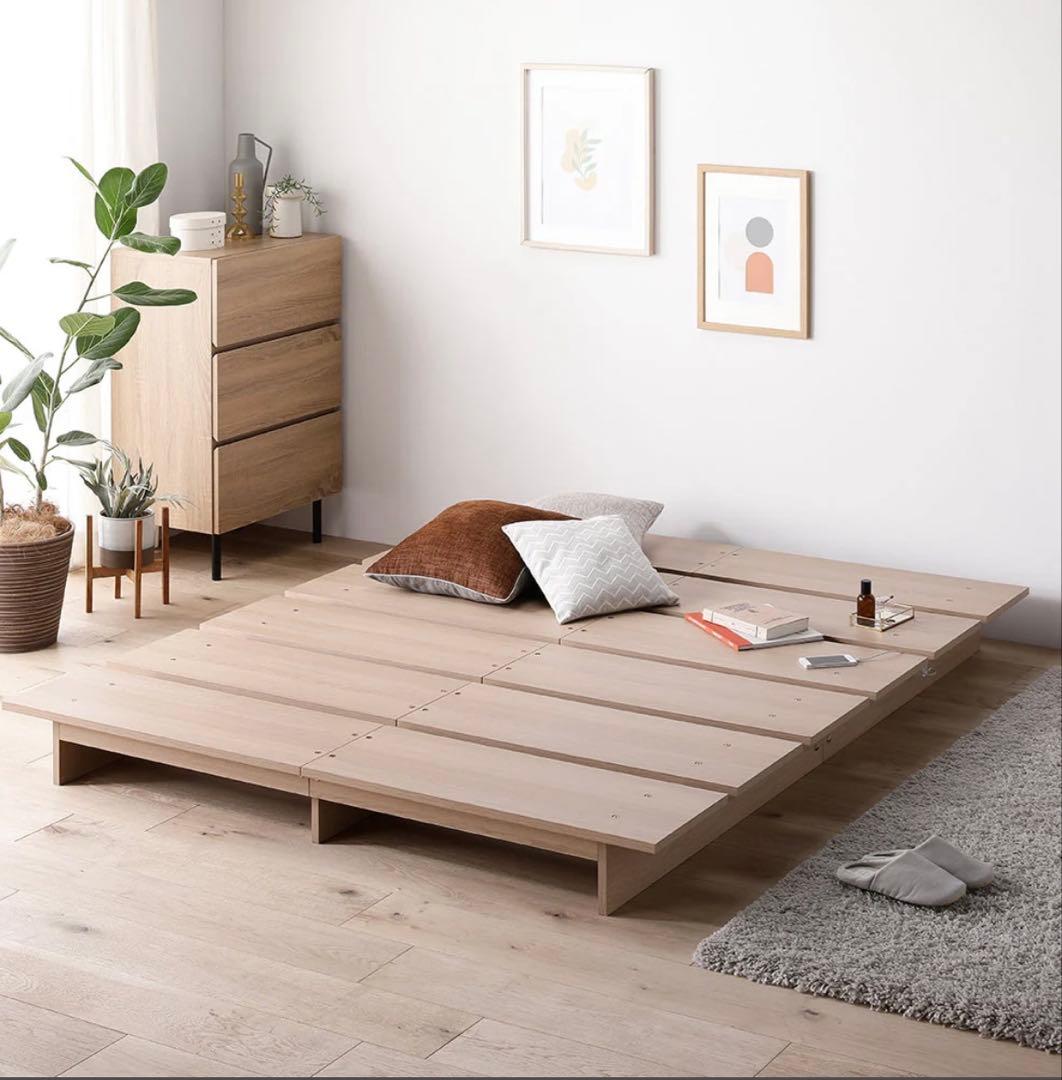 LOWYA ナチュラルウッド ダブルベッドフレーム