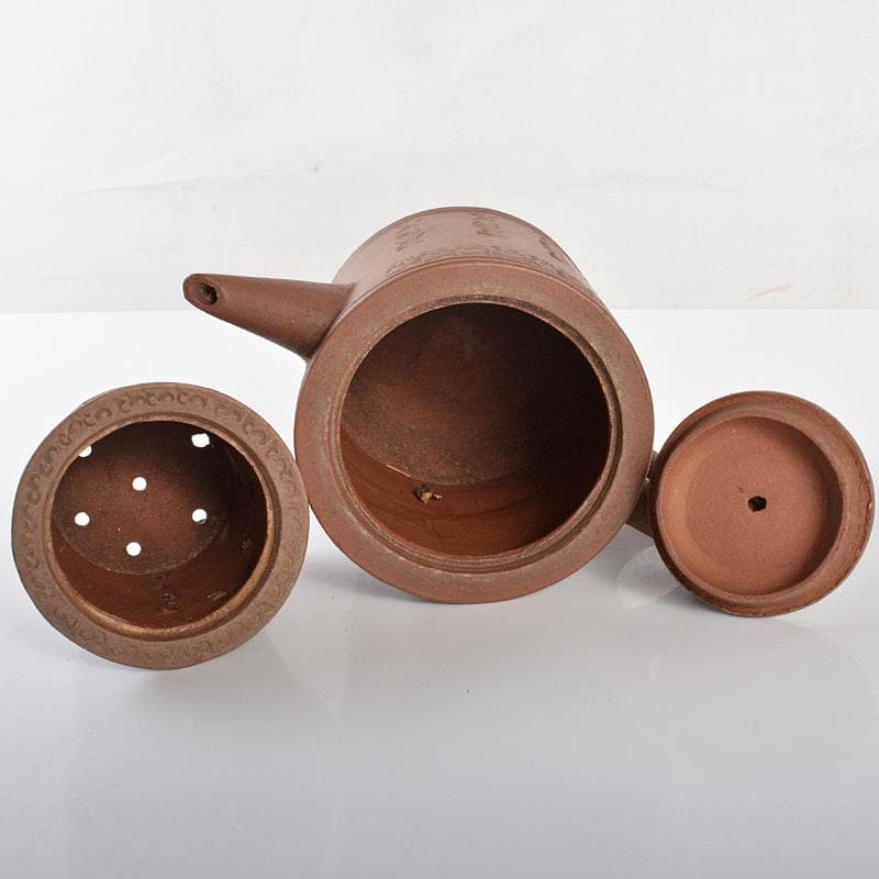 中国　宣興名壷銘　紫砂　朱泥　急須　茶壷　茶こし付　M　R6618