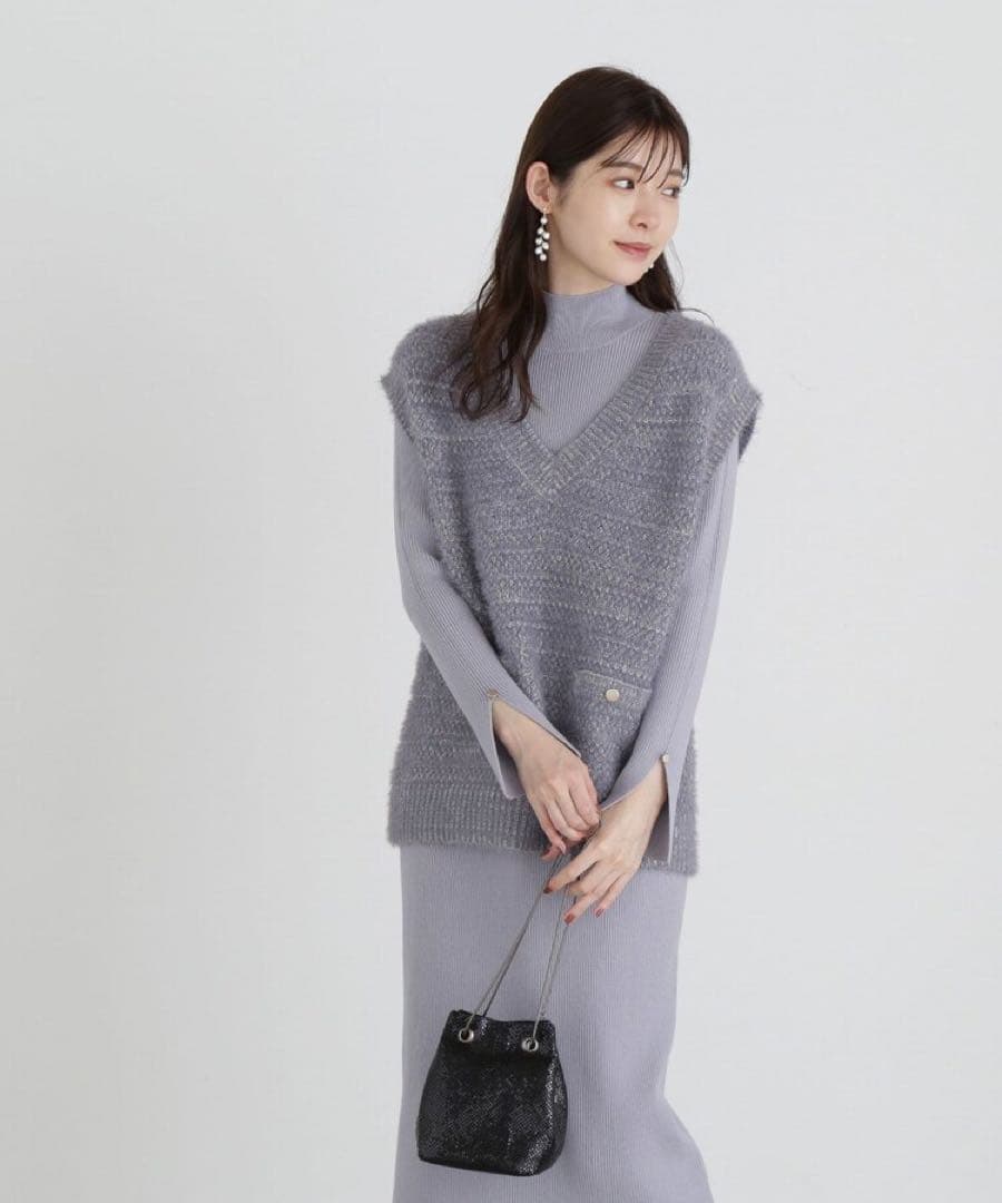 プロポーション　ツイードニットベストセットアップ①