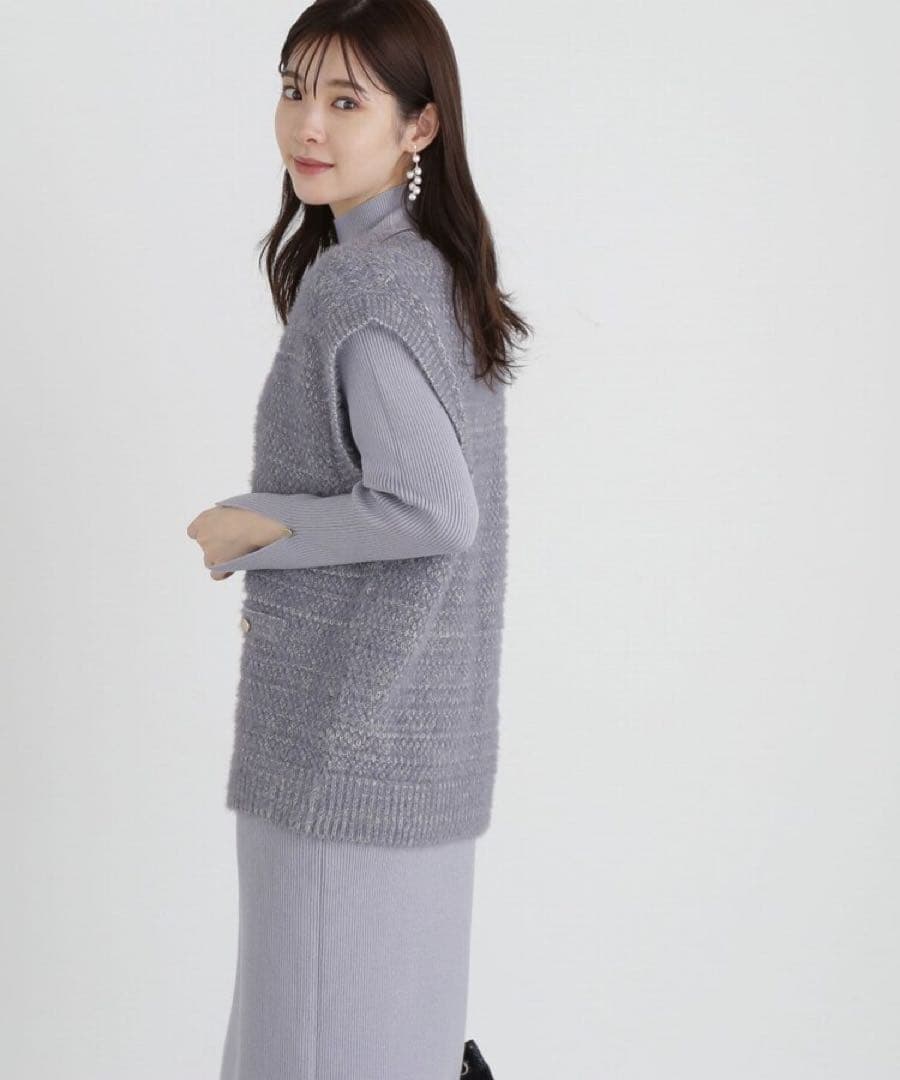 プロポーション　ツイードニットベストセットアップ①