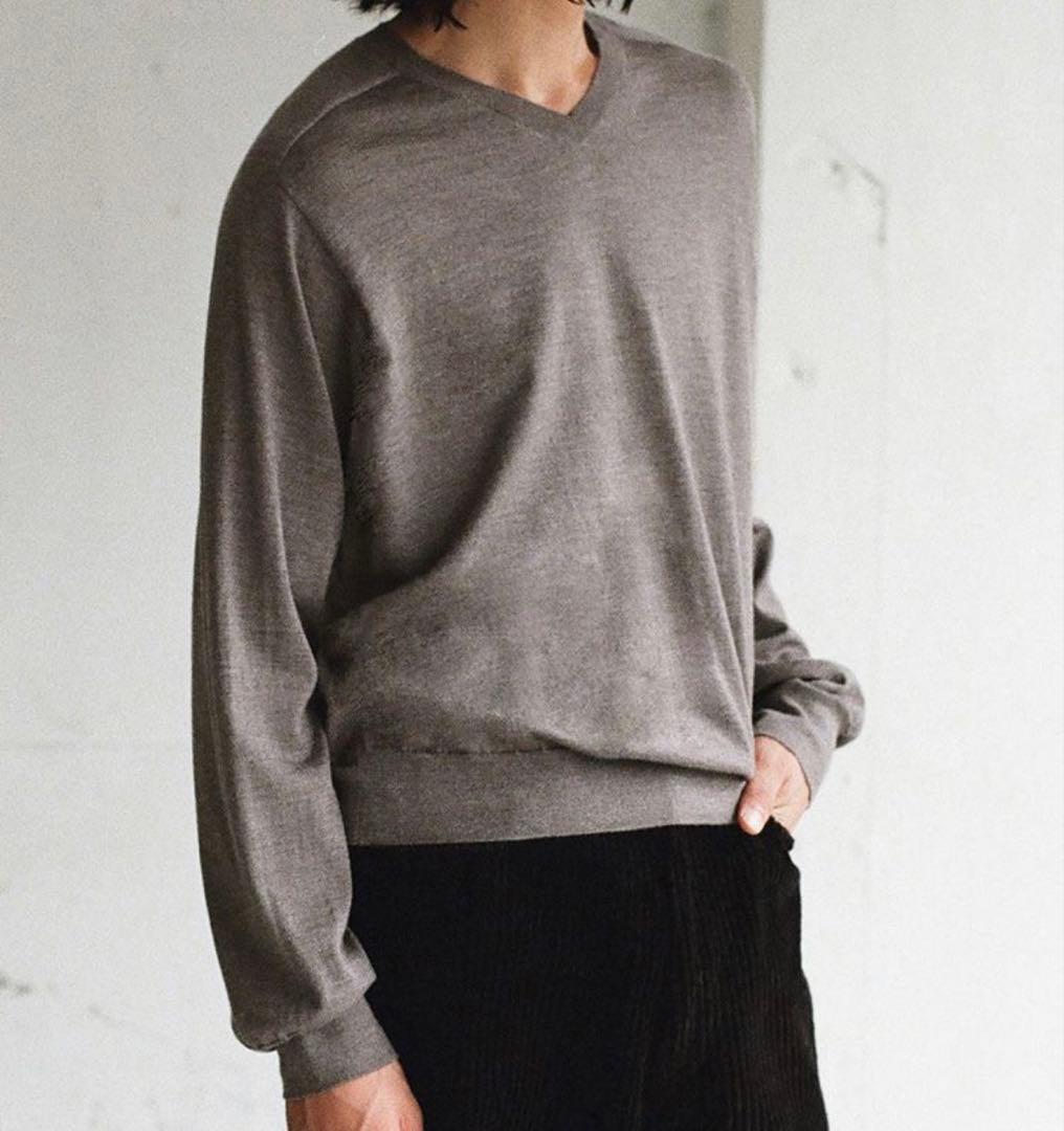 1/18まで限定価格 W/Si/Ca 18G V Neck Knit S