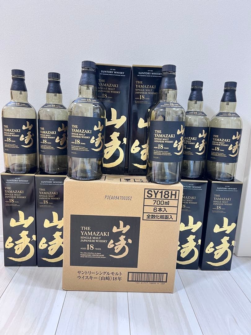山崎18年(6本)化粧箱付き　空瓶、オリジナルダンボール付き