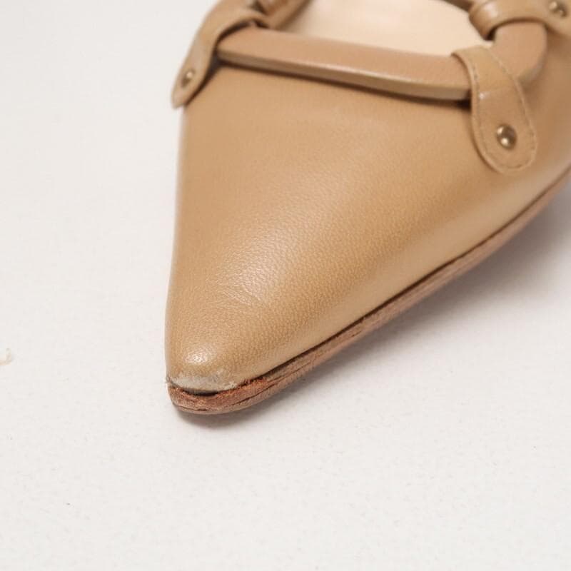 ジミーチュウ ポインテッドトゥ サンダル ミュール 39 約25cm ベージュ系