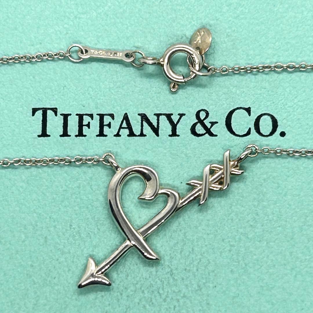 ティファニー❤️ラビングハートアローネックレス AG925矢モチーフ 純正42cm
