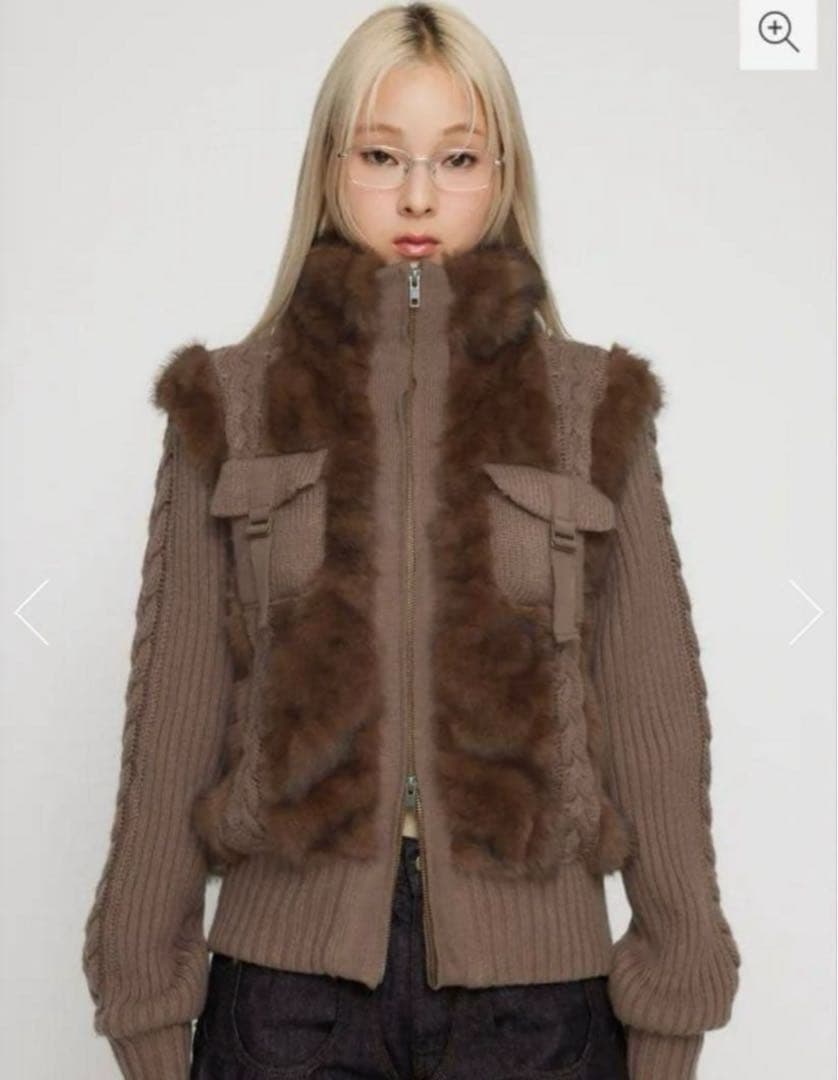 LAGUA GEM CABLE KNIT FAUX FUR ブルゾン　最終値下げ