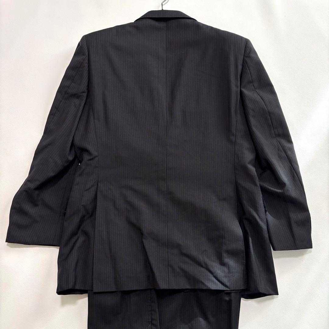 バーバリー スーツ セットアップ モヘヤ混 Lサイズ 黒 ビジネス ストライプ