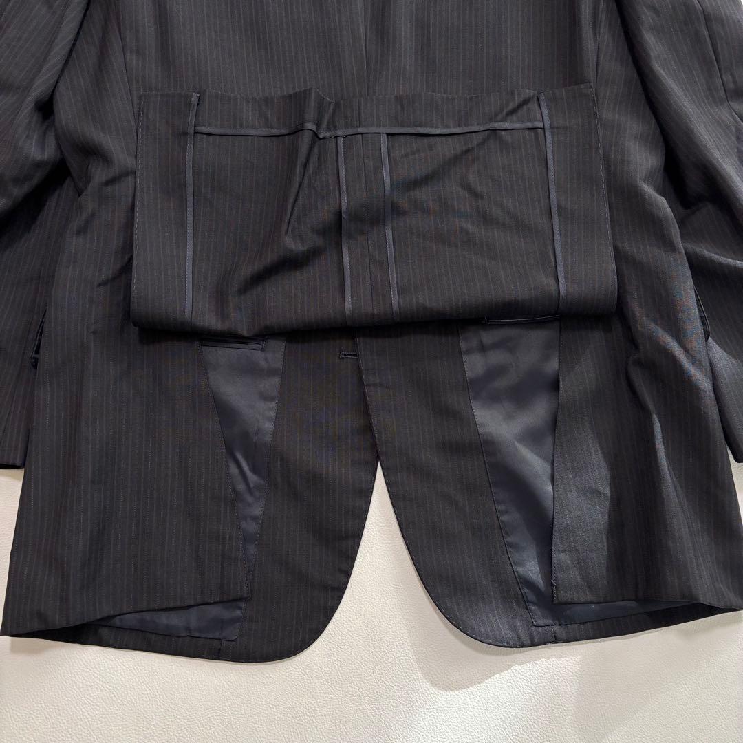 バーバリー スーツ セットアップ モヘヤ混 Lサイズ 黒 ビジネス ストライプ
