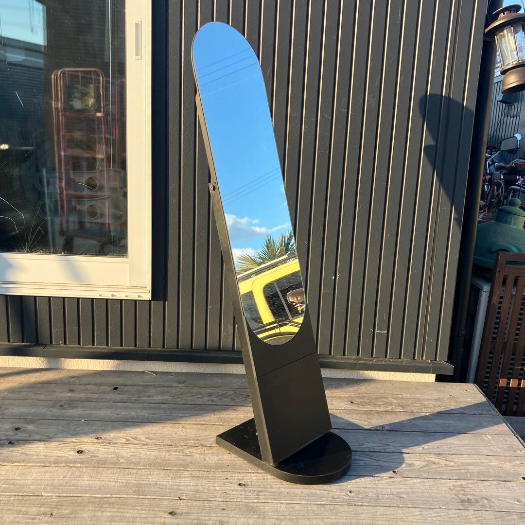 北欧レトロ 資生堂 木製フレーム 大型オーバルミラー 姿見 全身鏡スタンドミラー