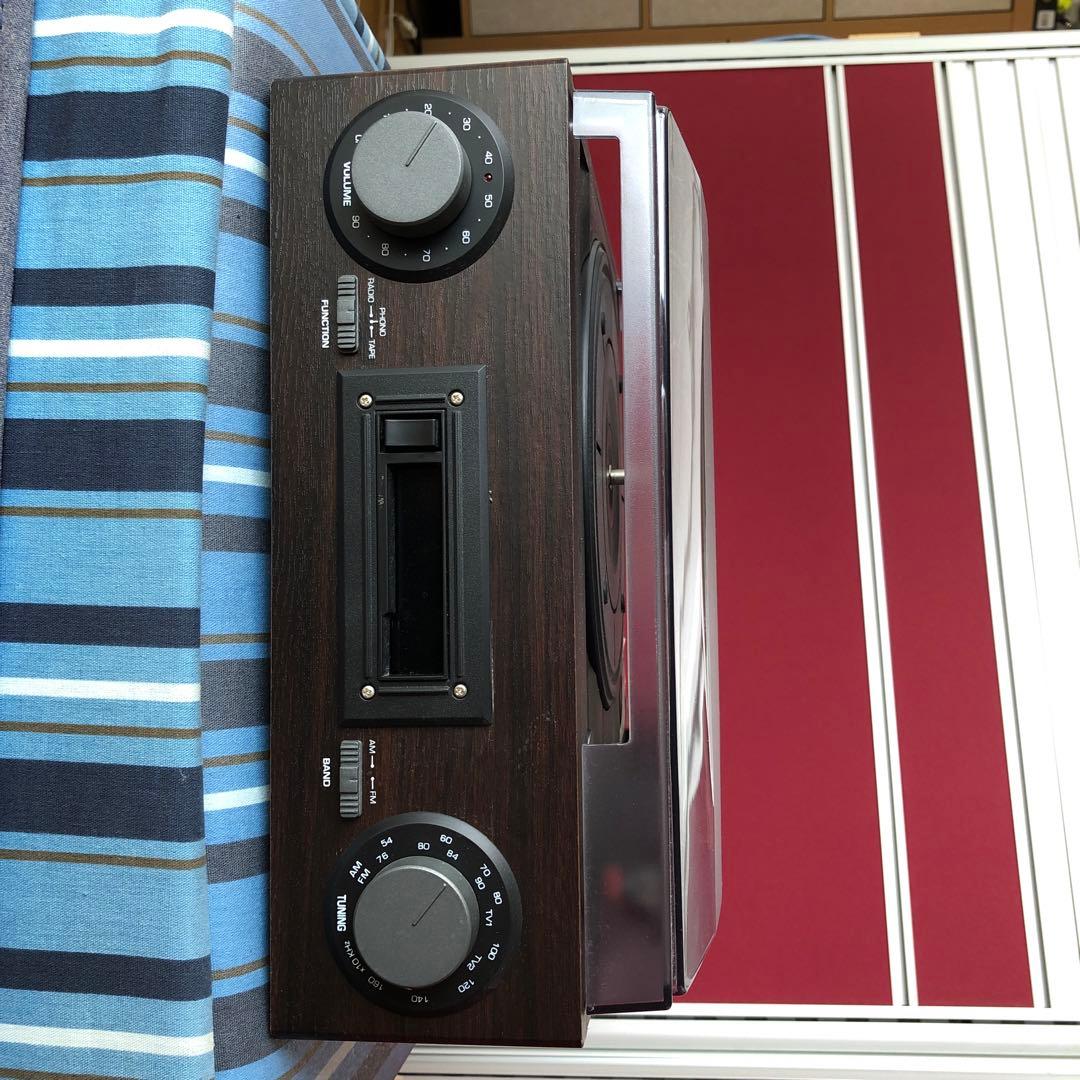 木製レコードプレーヤー(カセット付)