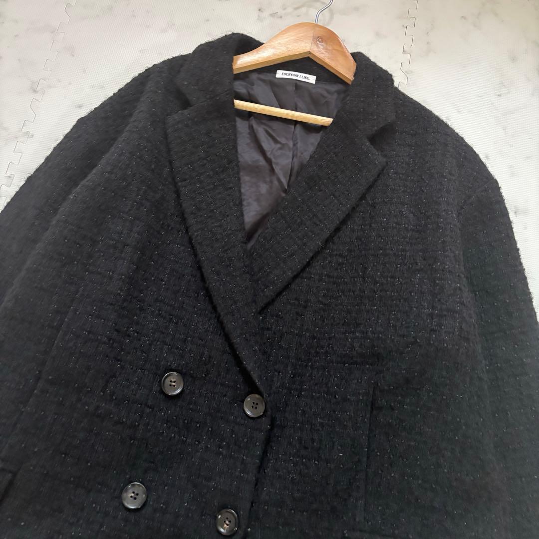 美品✨23AWドゥーズィエムクラス ツイードジャケット　アルパカ　ダブル　黒
