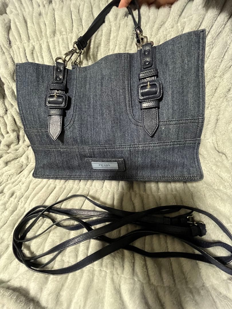 PRADA エティケット　デニム トートバッグ