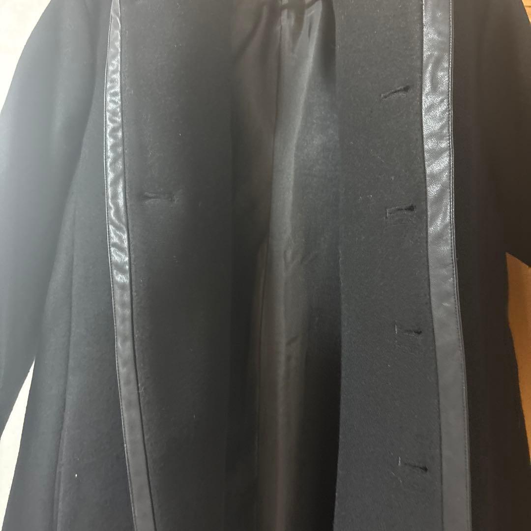 【極美品】フード付きパイピングフーデッドロングラップコートweb完売商品