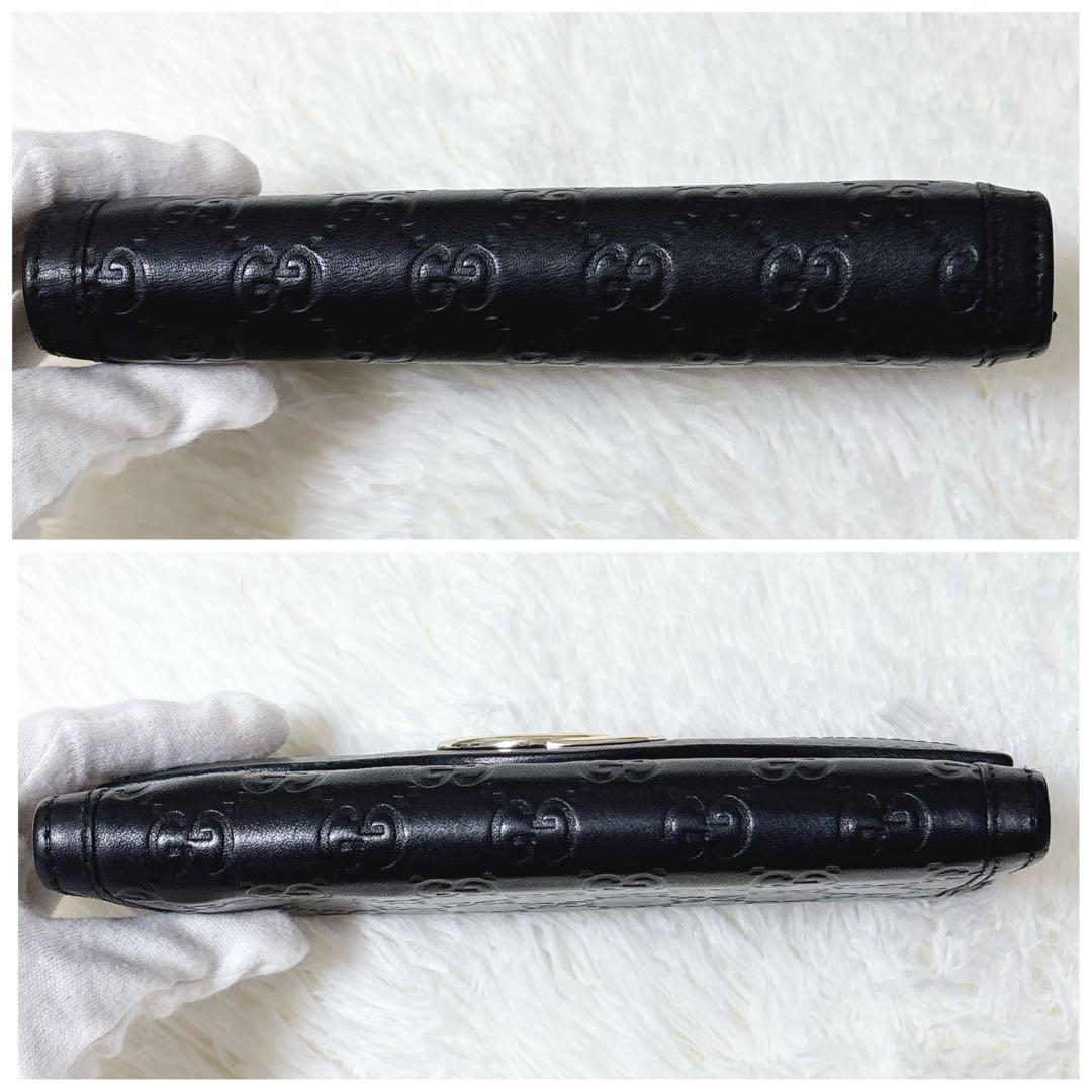 美品✨GUCCI シマ インターロッキング フラップ ブラック 長財布