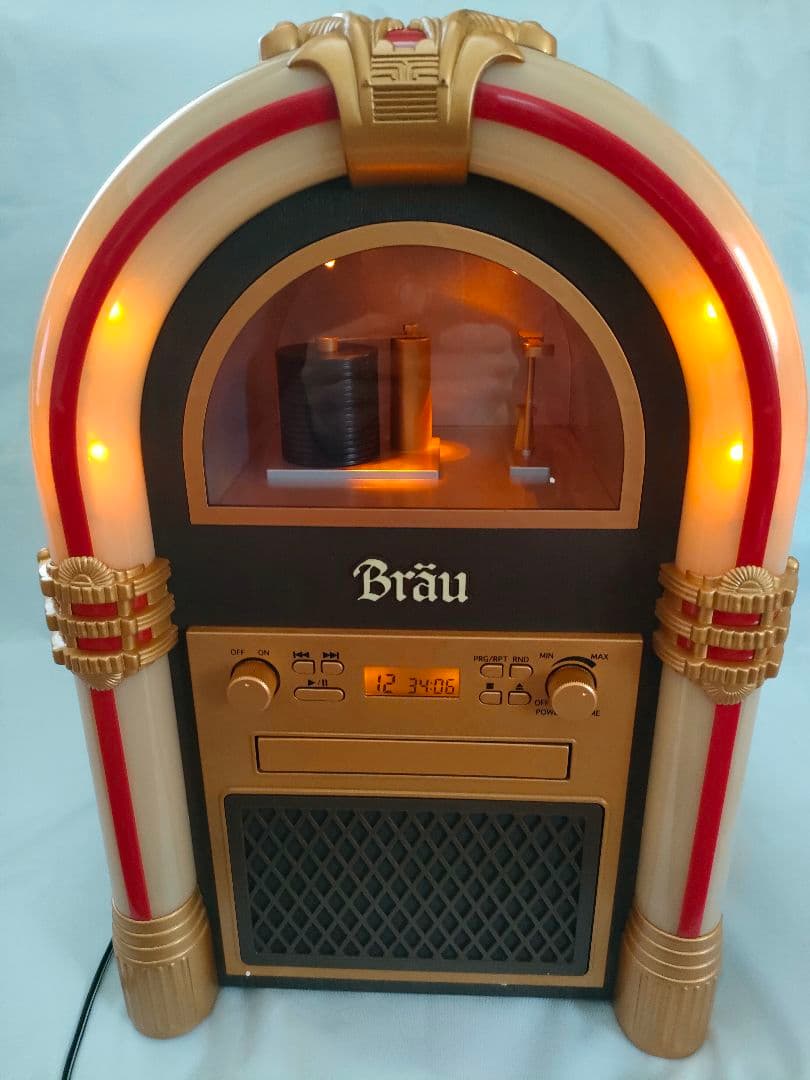 レトロ調 ジュークボックス型 CDプレーヤー ／箱・取説あり／動作確認済