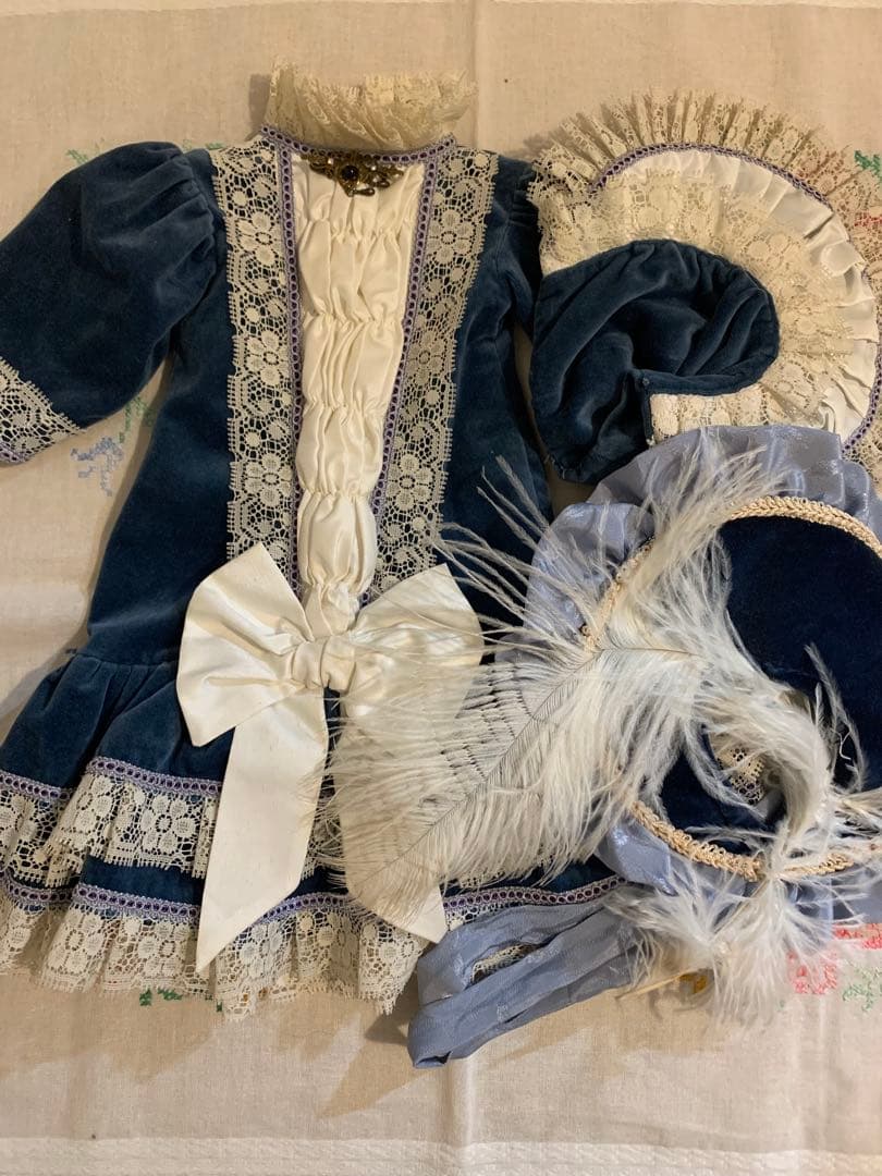 アンティークビスクドールドレスとボネ２点セット⑥