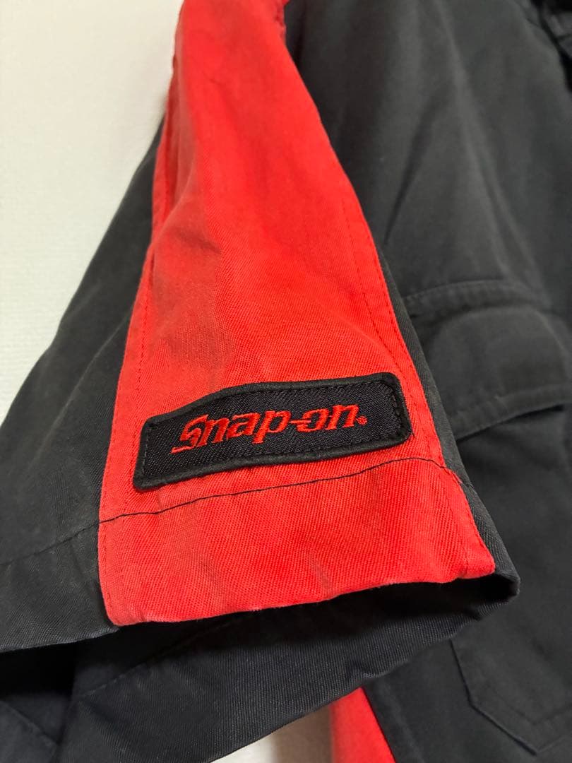 Snap-on つなぎ 黒/赤　半袖　Ｌ