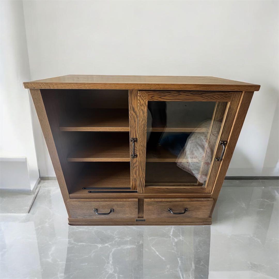 Elverson エルバーソンガラスキャビネットS 引き出し付き