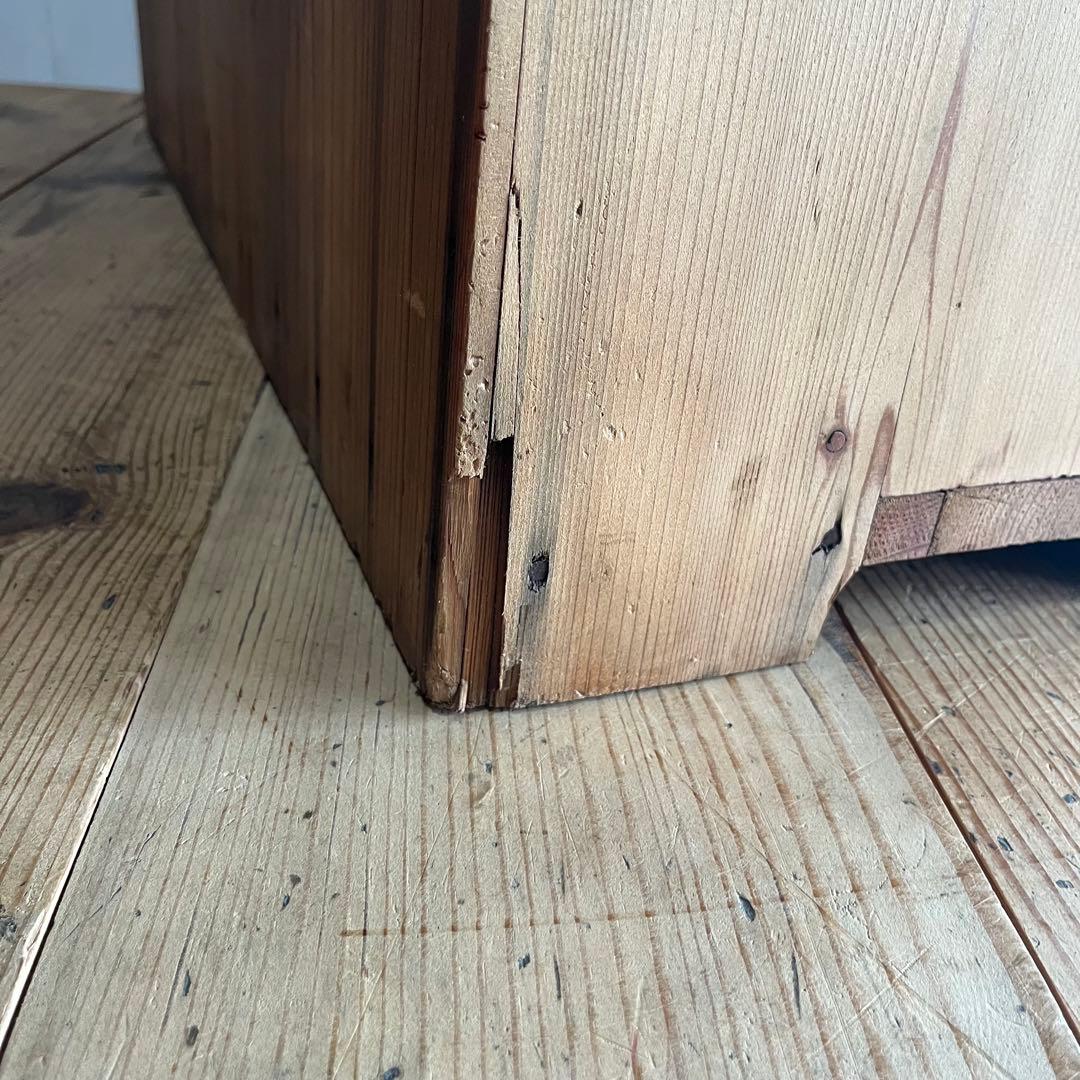 アンティーク ガラス戸棚 水屋箪笥 水屋 食器棚 無塗装 無垢材 キャビネット