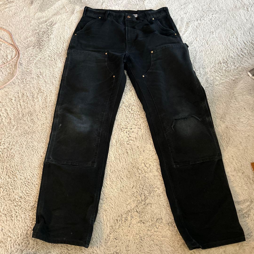 は*る様 Carhartt ダブルニー 希少 usa ブラック フェード w36