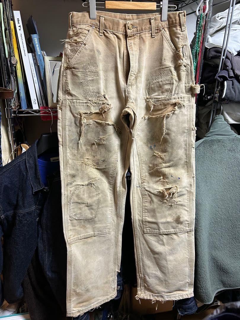 スペシャルCarhartt ダブルニー　ベージュ リペア