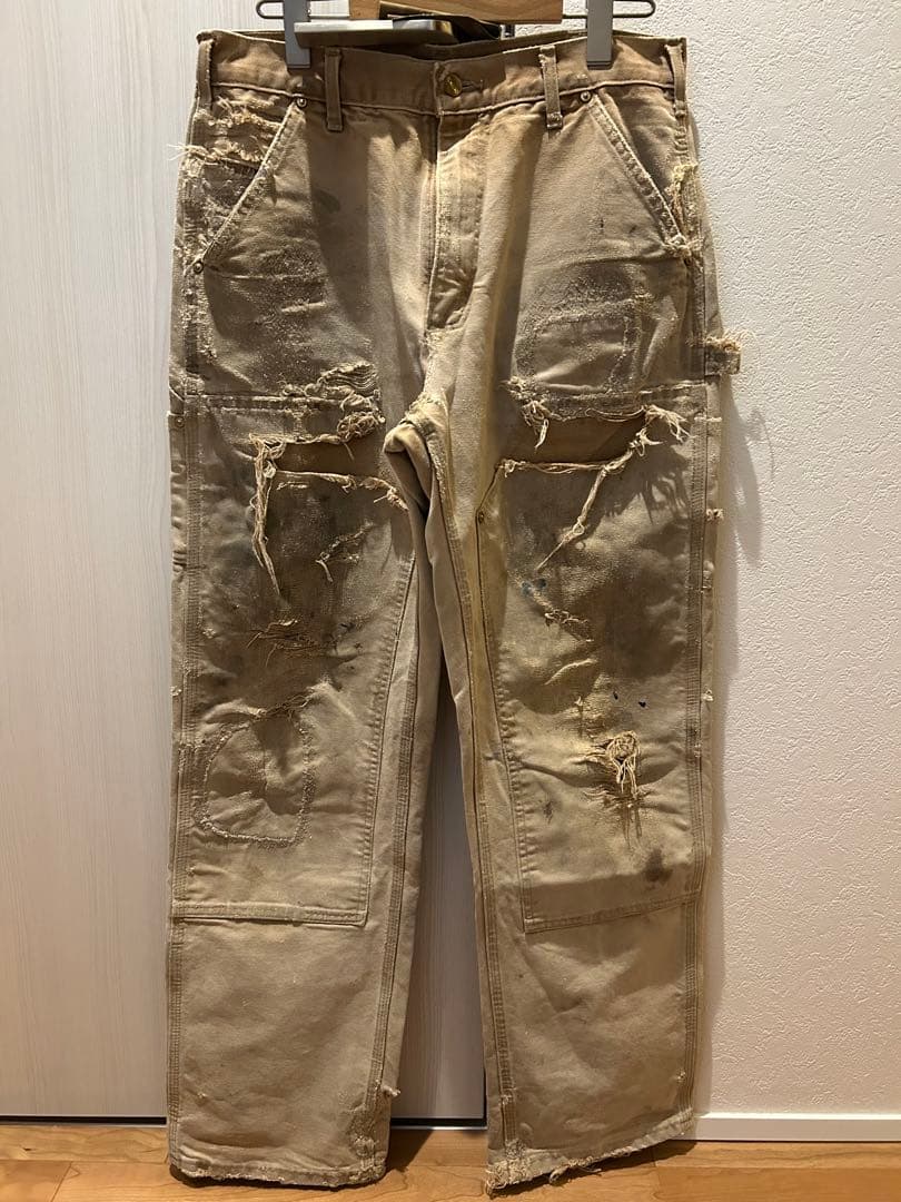 スペシャルCarhartt ダブルニー　ベージュ リペア