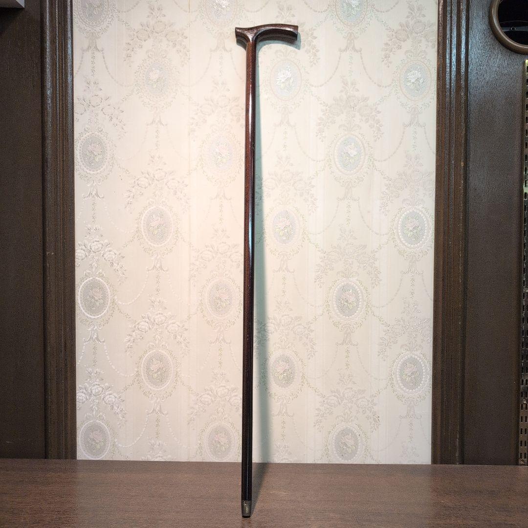 英国製 ヴィンテージ 木製 ダークブラウン杖 L字型ハンドル