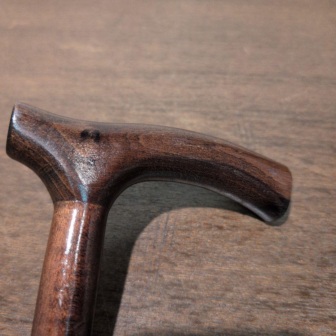 英国製 ヴィンテージ 木製 ダークブラウン杖 L字型ハンドル