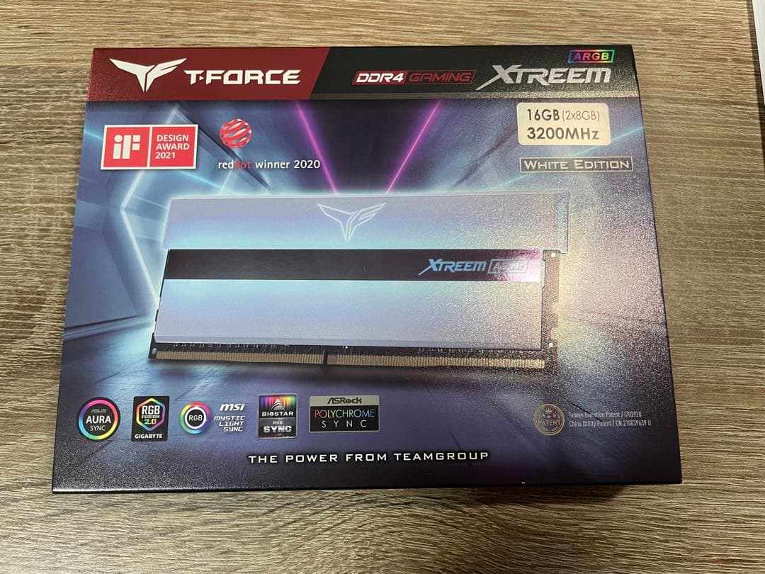 T-FORCE XTREEM 16GB DDR4 3200MHz ホワイト×2