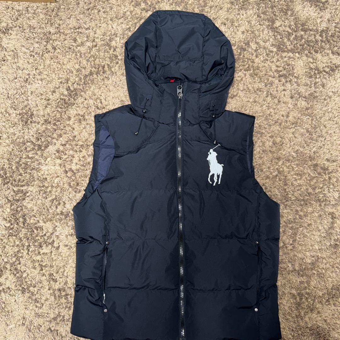 現行QRタグ★ポロラルフローレン ダウンベスト ビッグポニー 黒 L 最終値下げ