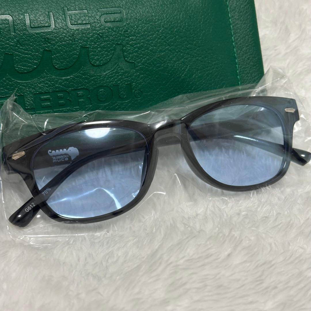 新品★サングラス ムータマリン×エレブロ 黒縁ブルーレンズ muta