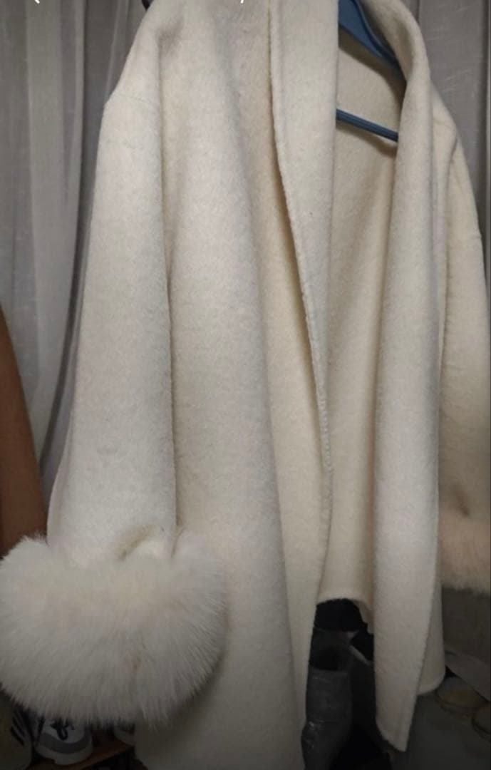 レディースコートウールジャケットラビットファー通勤コートベージュ