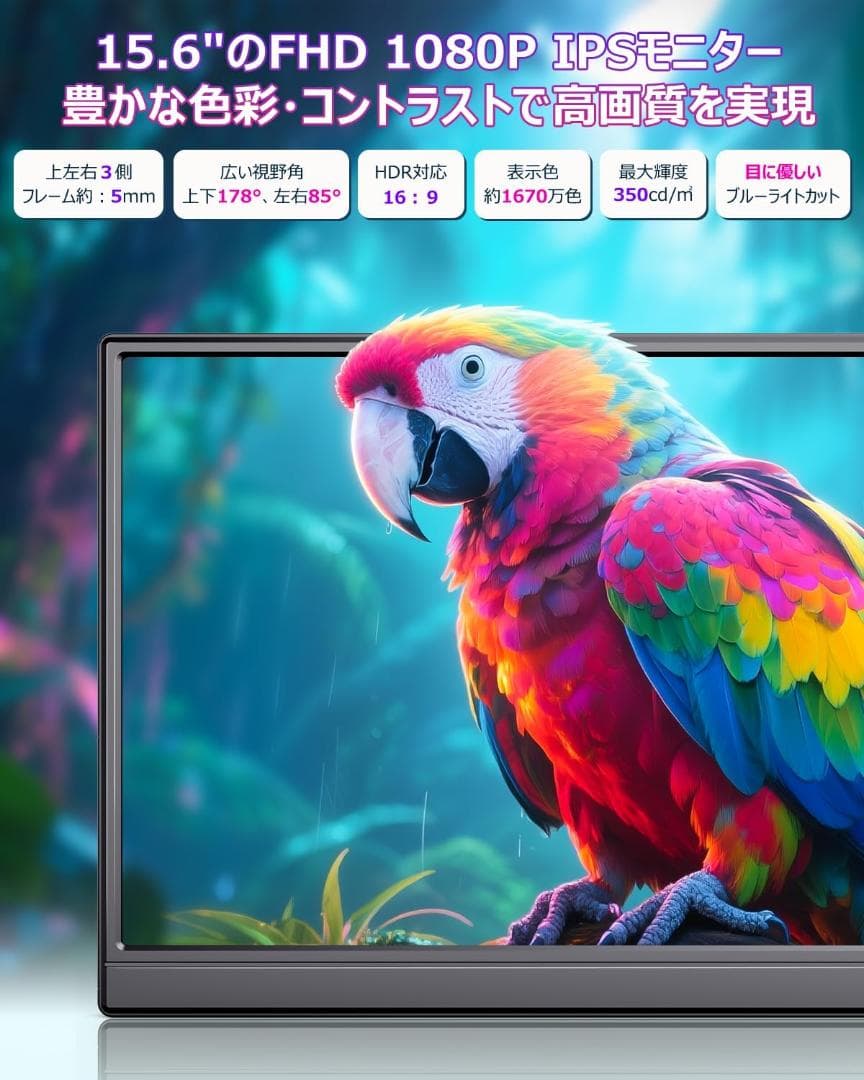 ✨1点物✨モバイルモニター 15.6インチ フルHD キックスタンド型 IPS