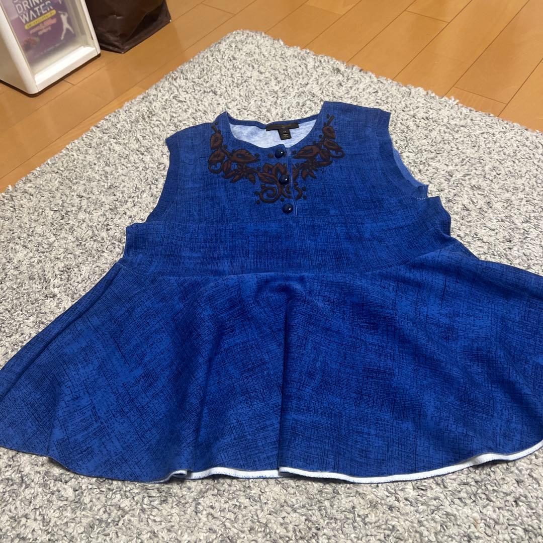 Louis Vuitton 青色 刺繍 ノースリーブ M