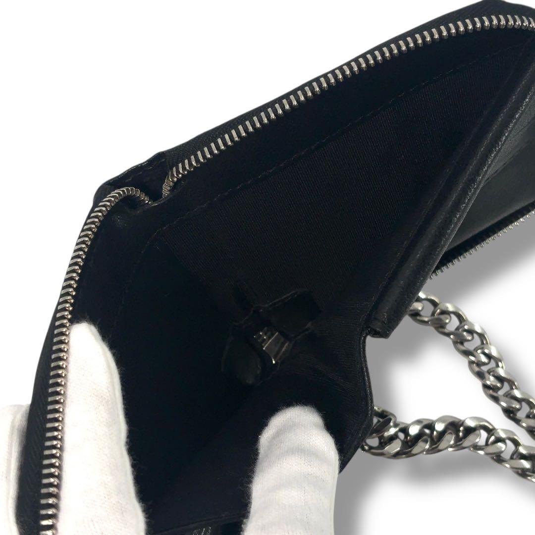 【美品】ジミーチュウ 二つ折り財布 チェーンウォレット トランプ　金具　黒
