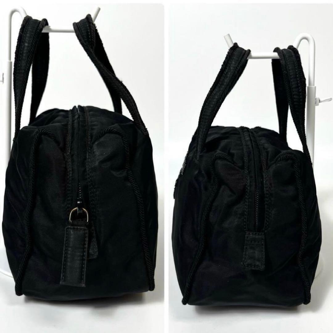 PRADA プラダ ビーズロゴ ハンドバッグ テスート ナイロン ポコノ 黒
