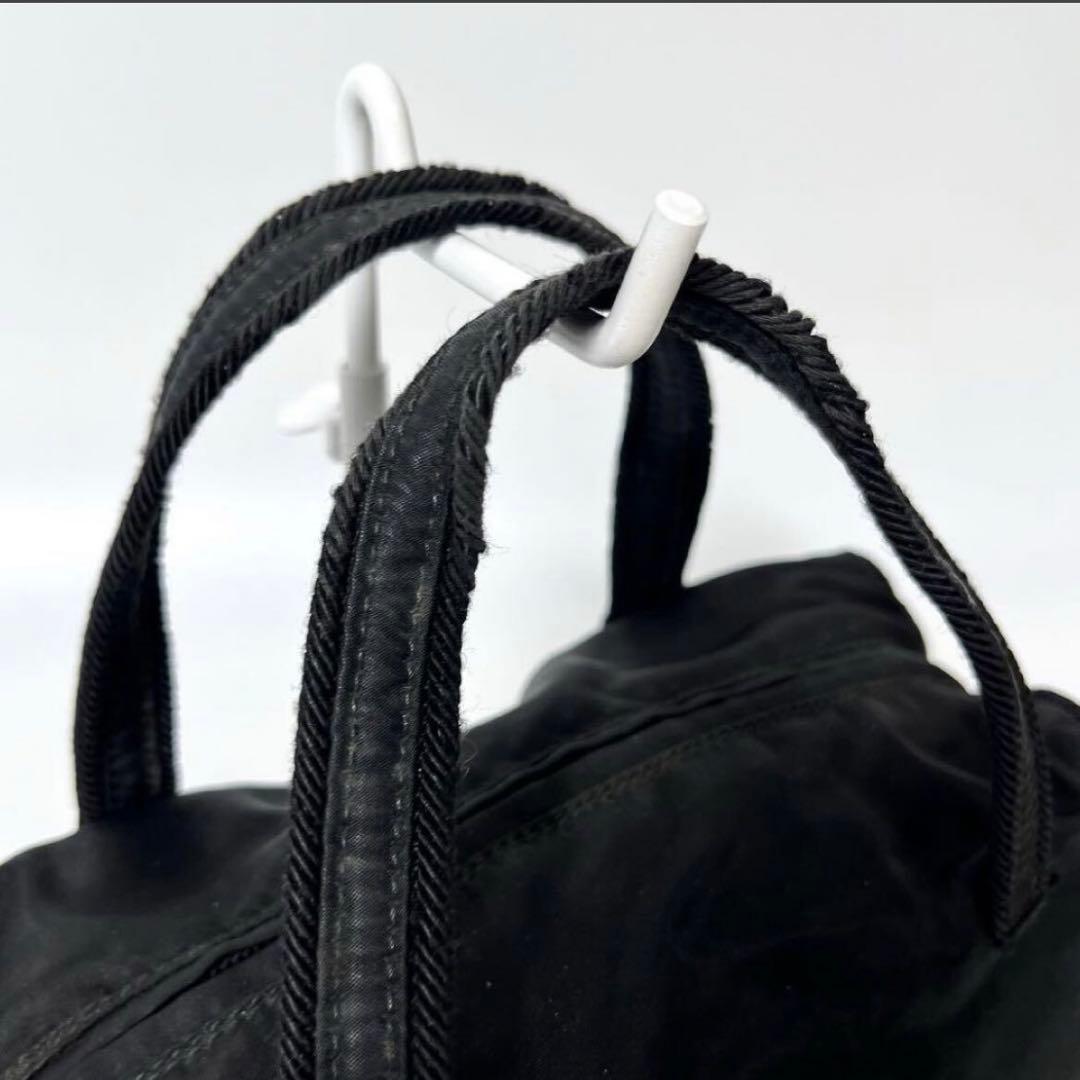 PRADA プラダ ビーズロゴ ハンドバッグ テスート ナイロン ポコノ 黒