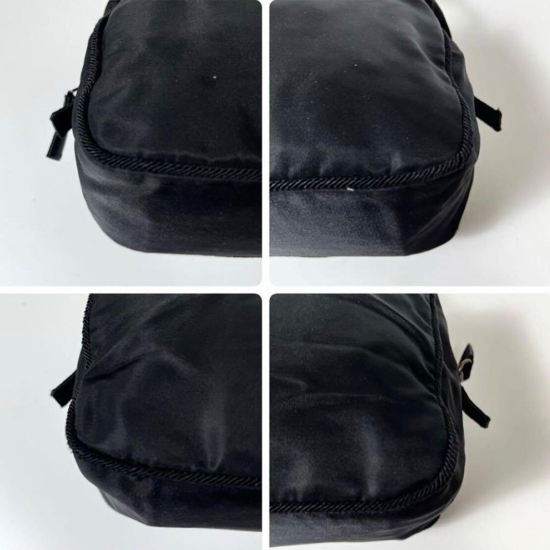 PRADA プラダ ビーズロゴ ハンドバッグ テスート ナイロン ポコノ 黒