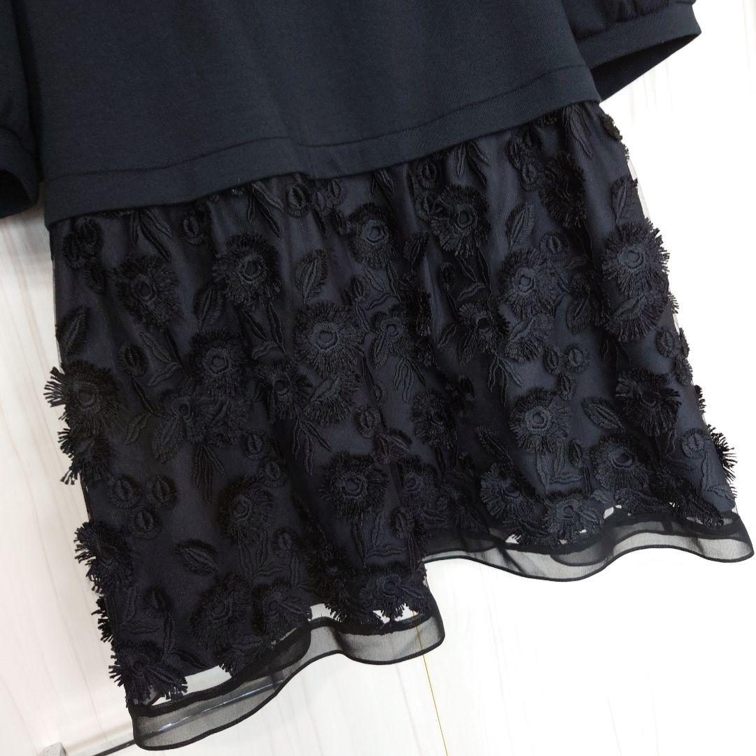 美品　大きいサイズ　ローズティアラ　3Dフラワー切り替え　チュニック