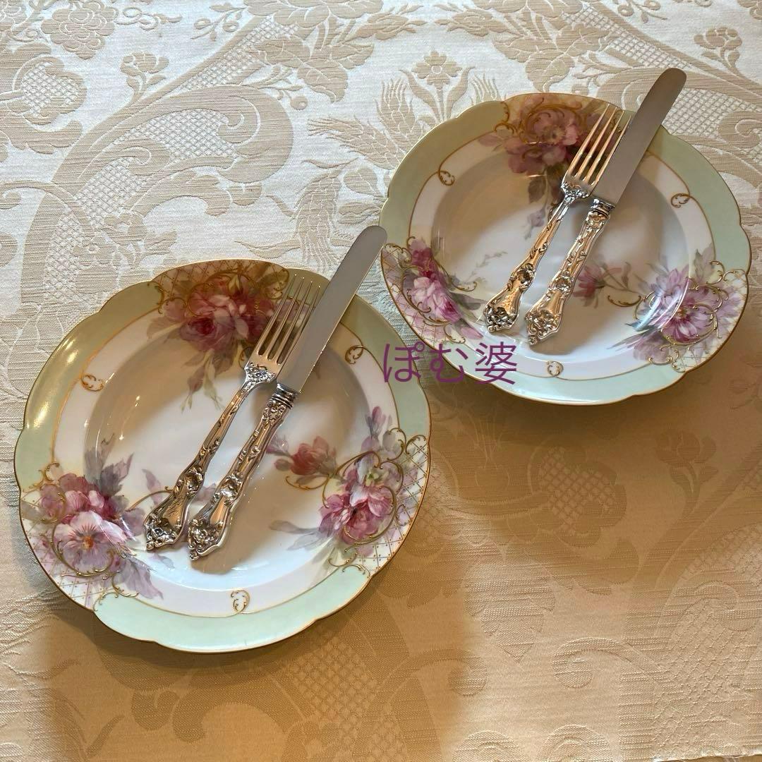 【リード＆バートン】純銀 スターリング／ナイフ＆フォーク ２組／Intaglio