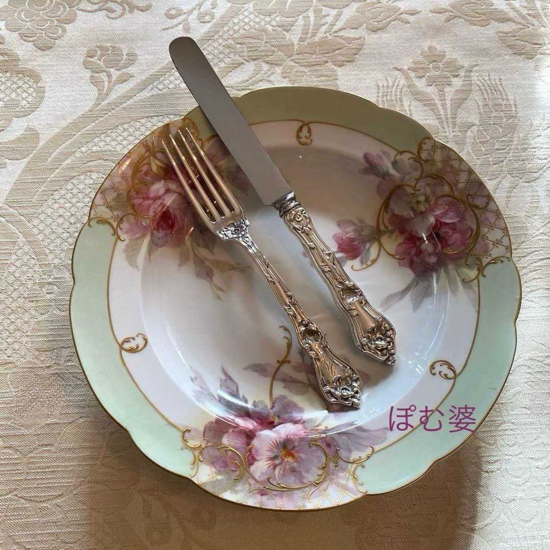 【リード＆バートン】純銀 スターリング／ナイフ＆フォーク ２組／Intaglio