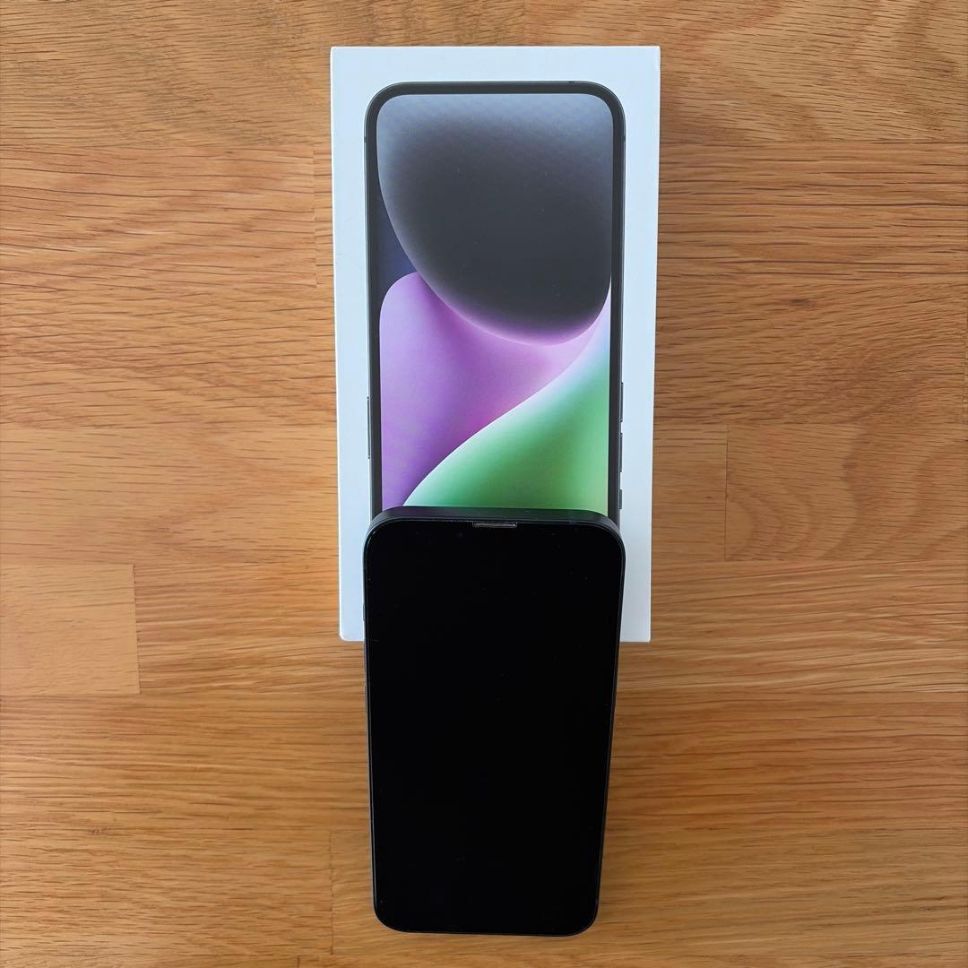 iPhone14本体 ミッドナイト 128GB au iFaceカバー2点付き